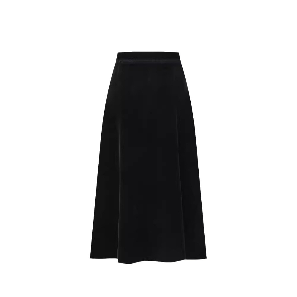 Picture of Velvet Skirt Side Open Back Split Skirt Women's Thickened Autumn and Winter 2024 New Mid-length High Waist Black Straight Skirt