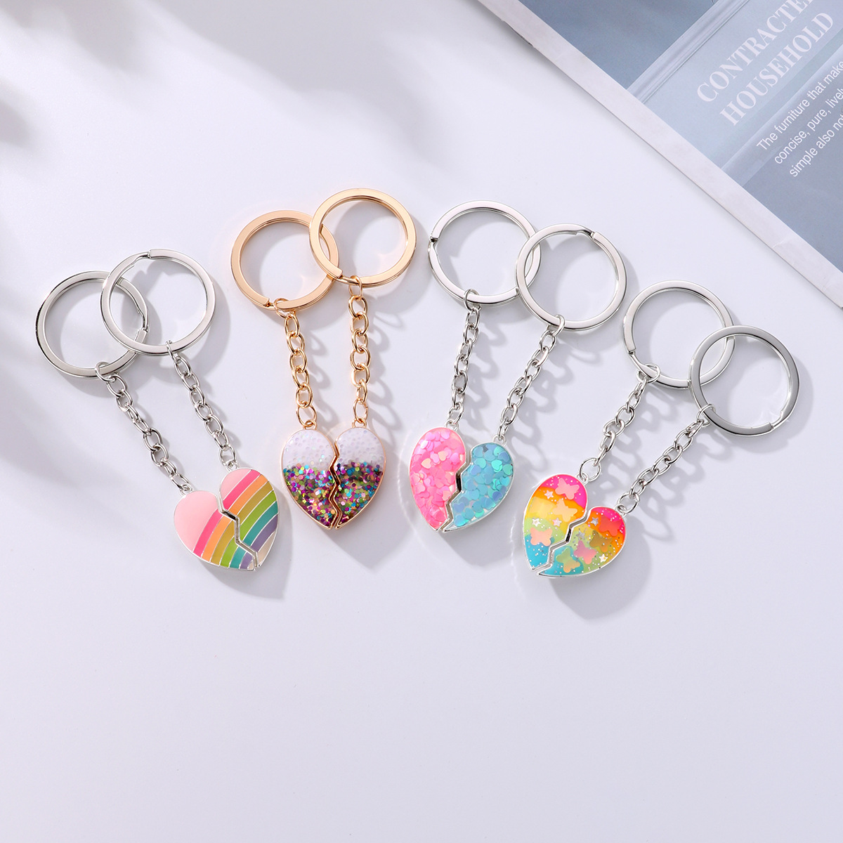 Cross-border New Love Rainbow Keychain Internet Celebrity Girl Simple Bag Pendant Alloy Drop Yo Pendant First Jewelry