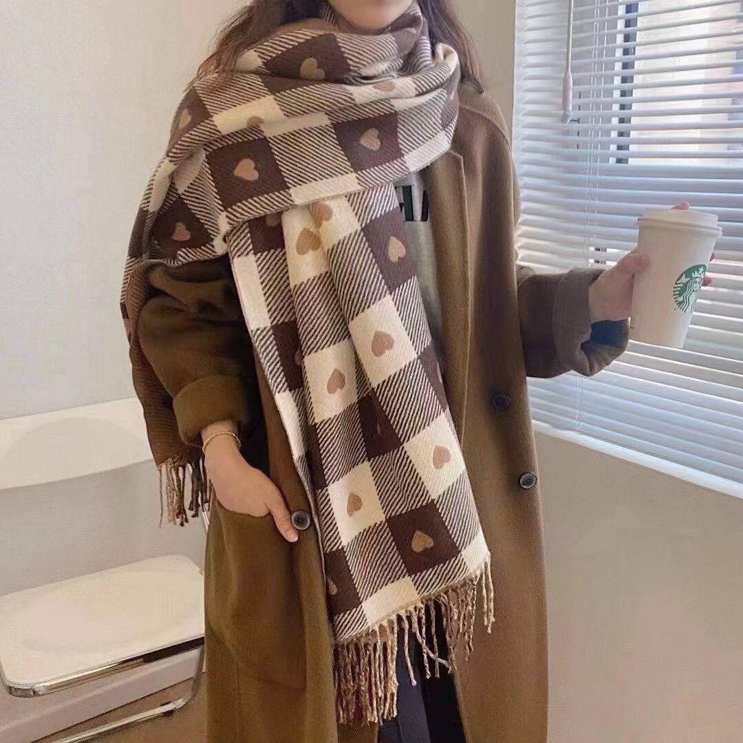 Picture of 2024 New Fashionable Big-Name Versatile Orange High-End Wool Cashmere Shawl Scarf for Women Winter Dual Use