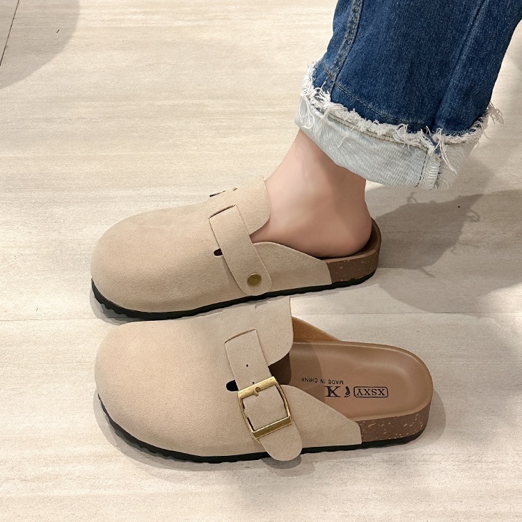 Super Fire Burken Shoes Women's Spring and Summer 2024 New Outfit Thick Bottom Burken Half Slippers Lazy Slip-on Women's Shoes