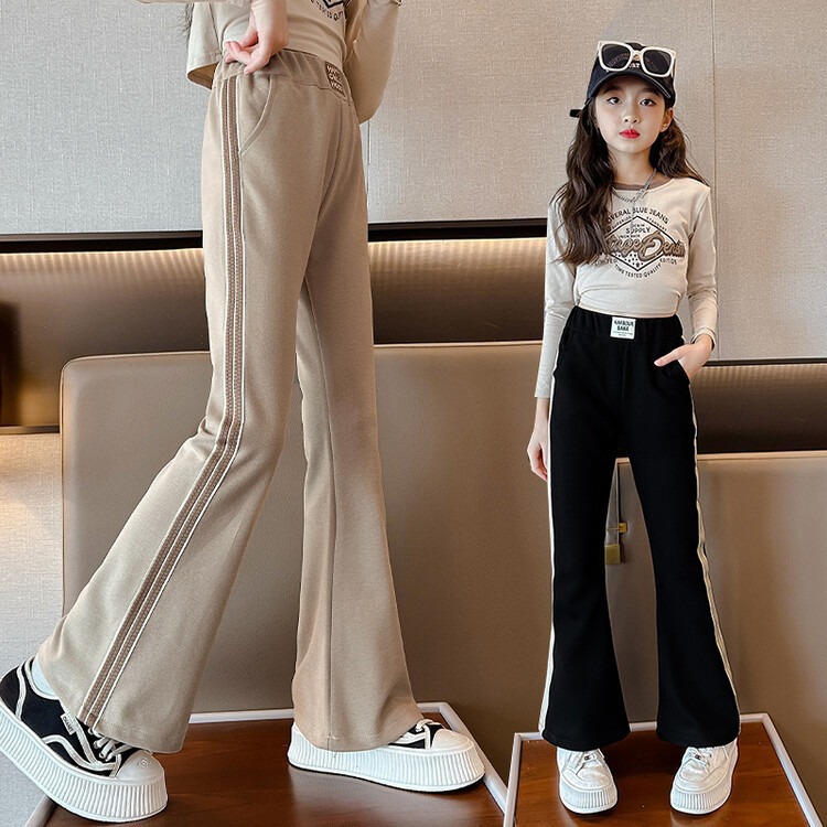 Girls' Pants Spring and Autumn 2024 New Children's Autumn Flared Pants Big Children's Autumn Wear Micro-pants Casual Pants for Outer Wear