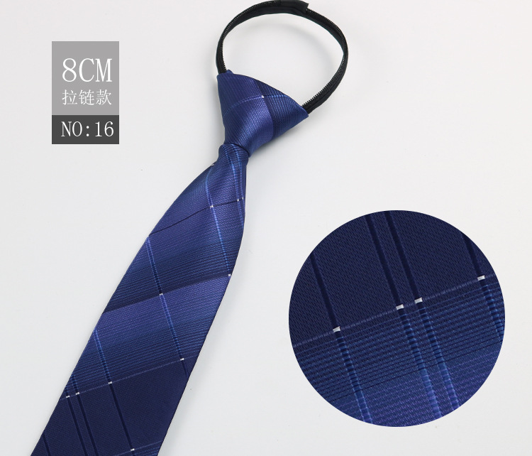 Picture of Factory Black Men's Tie Striped Blue Business Tie Lazy People Knot Free Zipper Tie in stock Wholesale