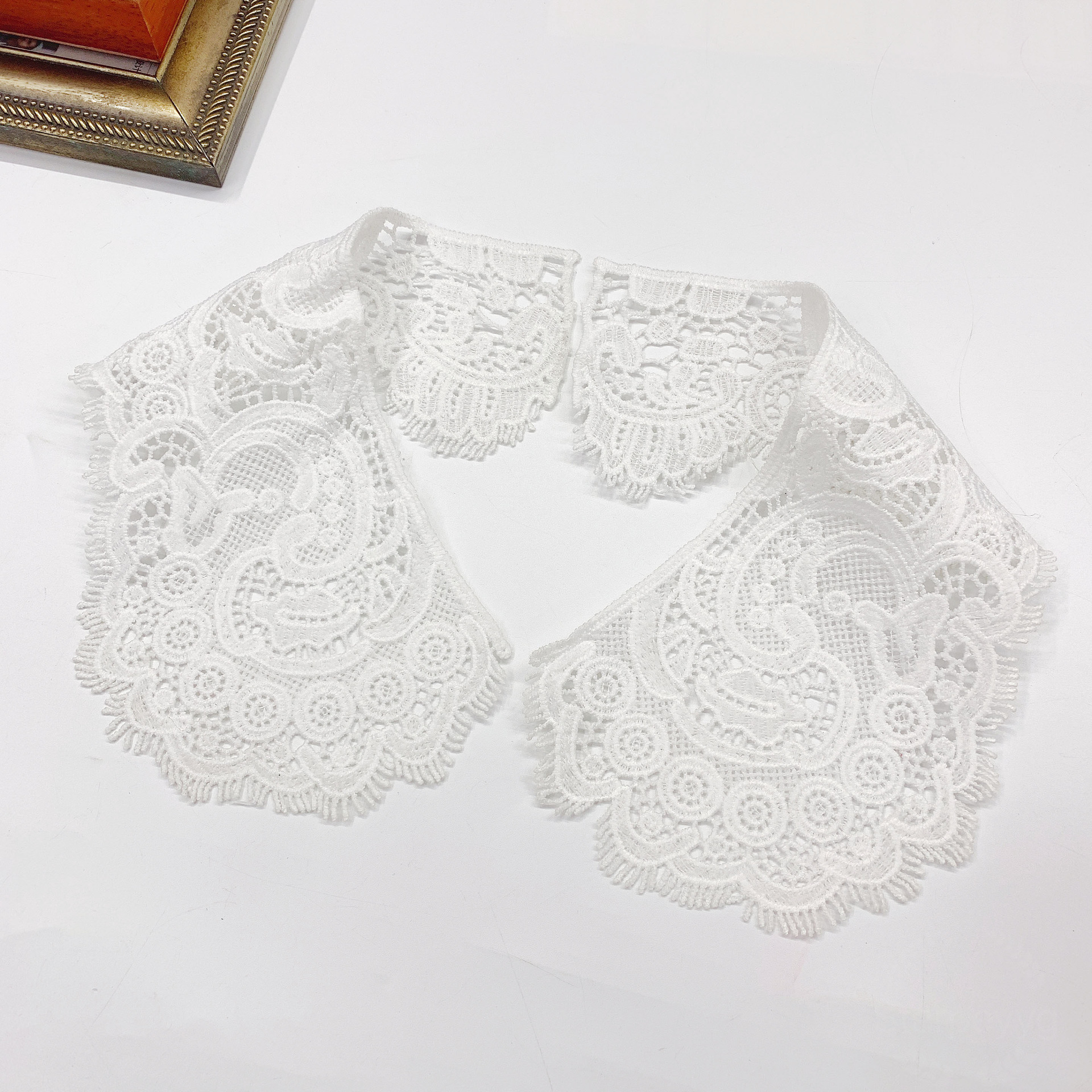 Good things lace explosion beauty clothing all-match embroidery wave milk silk eyelash flower neckline