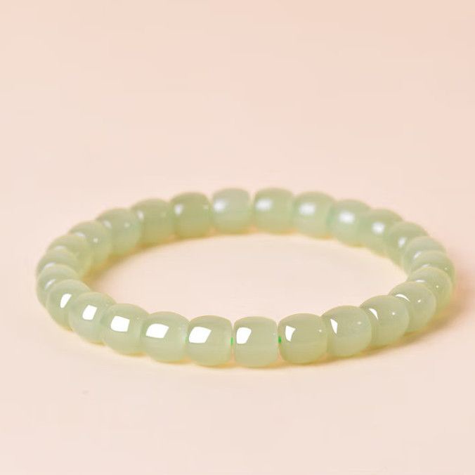Picture of Natural Authenticity Hetian Jade Laokeng Qingshui Scattered Bead Bracelet Old Style Girlfriend Beads Summer Su Bracelet Jade Stone