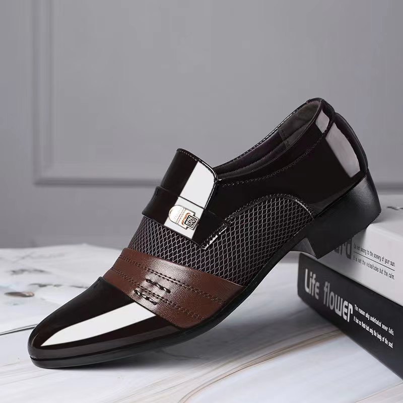 Summer New High-end Sense Business Dress Pointed Leather Shoes Men's Casual Mesh Breathable Wear-resistant Non-slip Shoes for Men