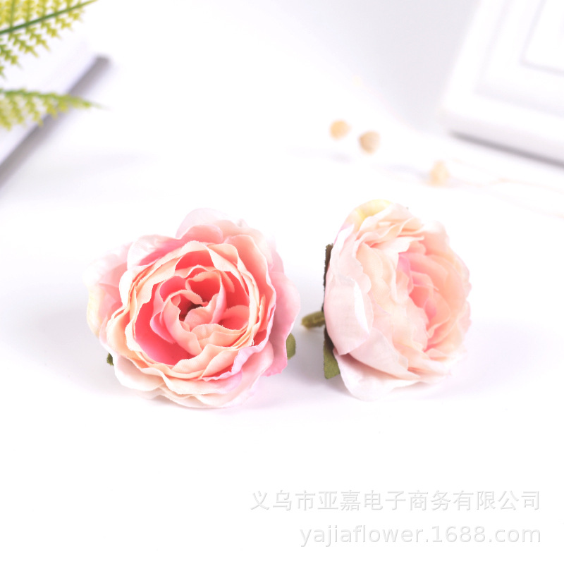 Picture of Artificial Flower Head diy Handmade Accessories Headgear Flower Court Color Flower Morandi Color Tea Rose Fragrant Princess Peony