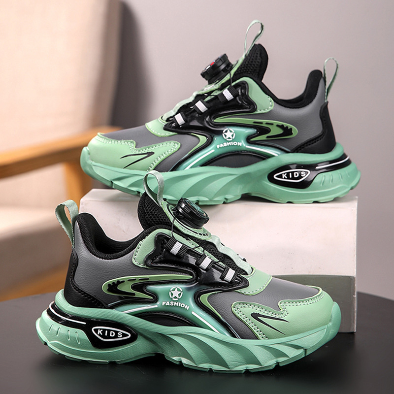 Boys Shoes 2024 New Autumn Leather Waterproof Children's Shoes Boys Soft Sole Non-Slip Wear-Resistant Sports Running Shoes