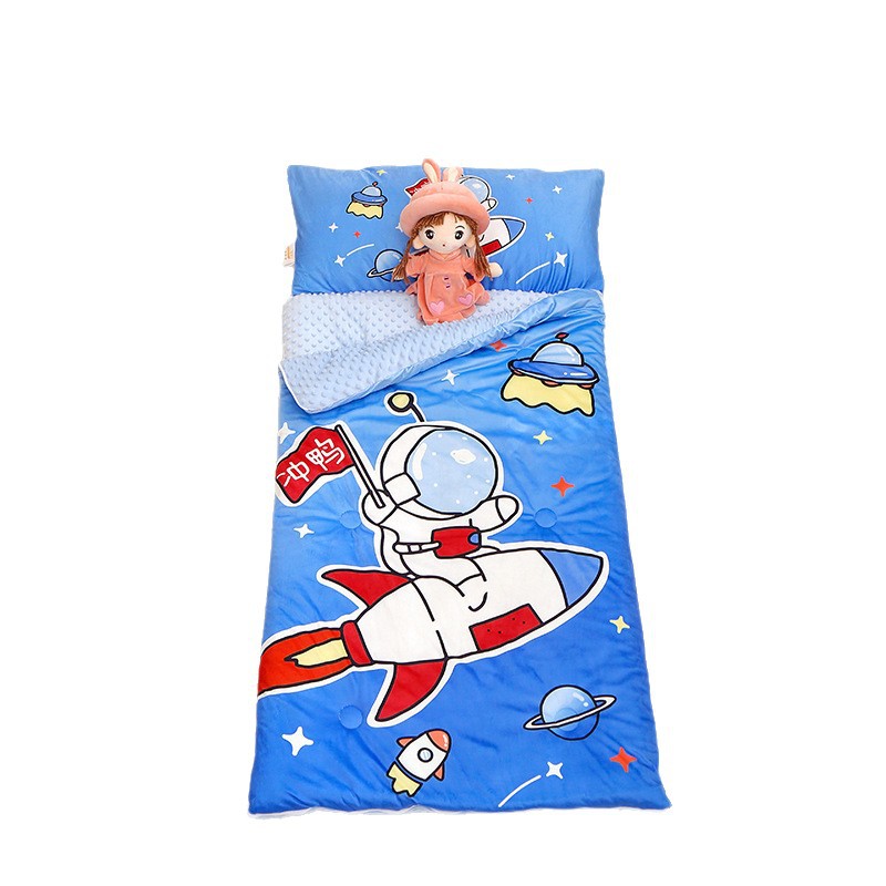 Picture of Cross-border foreign trade autumn and winter thickened large version of cartoon children's kindergarten baby velvet peas velvet sleeping bag kick-proof quilt wholesale