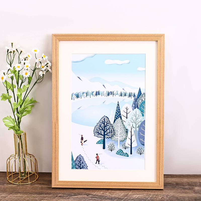 Picture of Solid wood photo frame mounting picture frame wall hanging A3 inch 16 decoration a4 inch 4 open 8K puzzle frame creative photo wall wooden