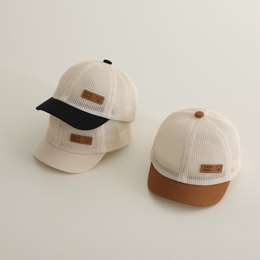 Picture of Little Bear Cartoon Full Net Short Brim Baby Cap Sunscreen Sun Hat Short Brim Baseball Cap for Boys and Girls