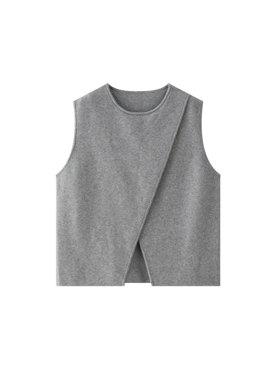 Picture of Lou Fu Autumn New Korean Style Design Sense Irregular Split Vest for Women