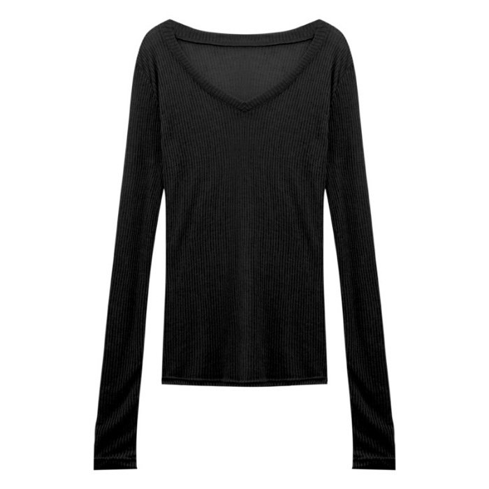 Picture of Thin Micro-transparent V-neck Sunscreen Long-sleeved T-shirt Women's Summer Korean-style Chic Casual Slim-fit Slimming Niche Blouse Top