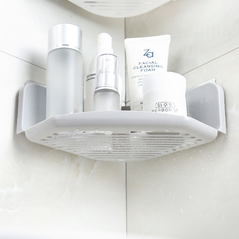 Picture of Bathroom Storage Rack Toilet Triangle Wall Hanging Toilet Toilet Plastic Hole-free Bathroom Wash Table Storage