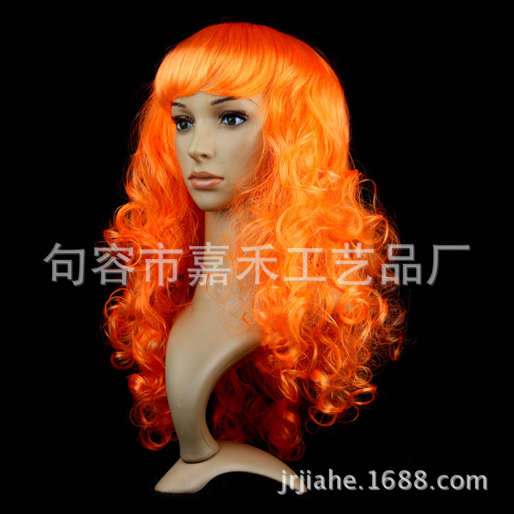 Picture of Cross-Border E-Commerce Halloween Christmas Masquerade Costume Catwalk Colorful Big Wave Wig Set Cosplay