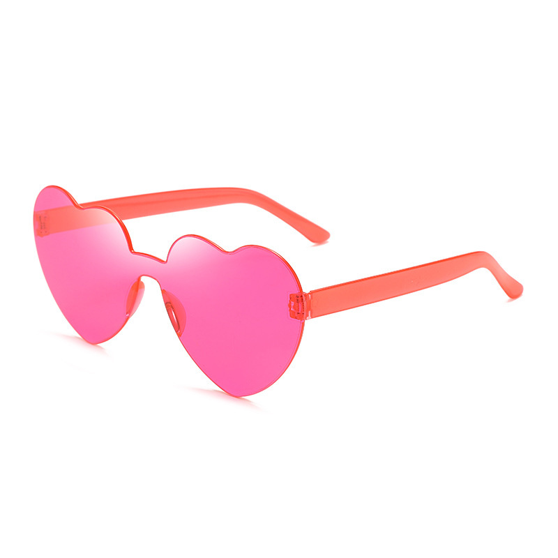 Picture of New love sunglasses jelly color frameless heart-shaped conjoined glasses dazzling color heart sunglasses
