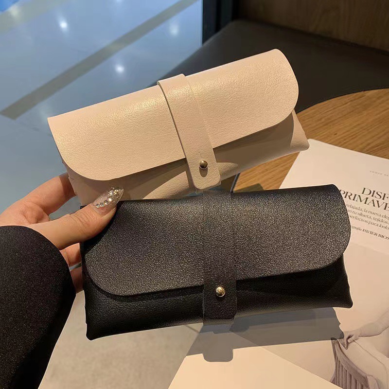 Black Simple Glasses Clutch Sunglasses Storage Box PU Leather Sunglasses Bag Portable Pressure Resistant Advanced Glasses Case
