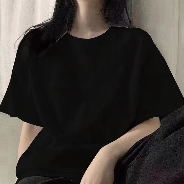 Picture of 2025 American Heavy Round Neck Base T-shirt White Short-sleeved T-shirt Loose Solid Color Men's and Women's Half-sleeved Top for Summer
