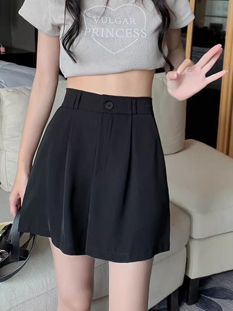 Suit Shorts Women's 2024 Spring New High Waist Fashionable A- line Pants Loose Slimming Casual Wide Leg Pants