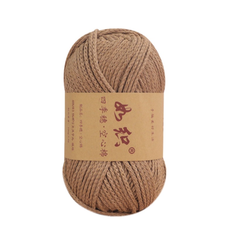 Picture of Four seasons spike hollow cotton thread round strand wool yarn manufacturers wholesale hand-woven crochet diy material bag