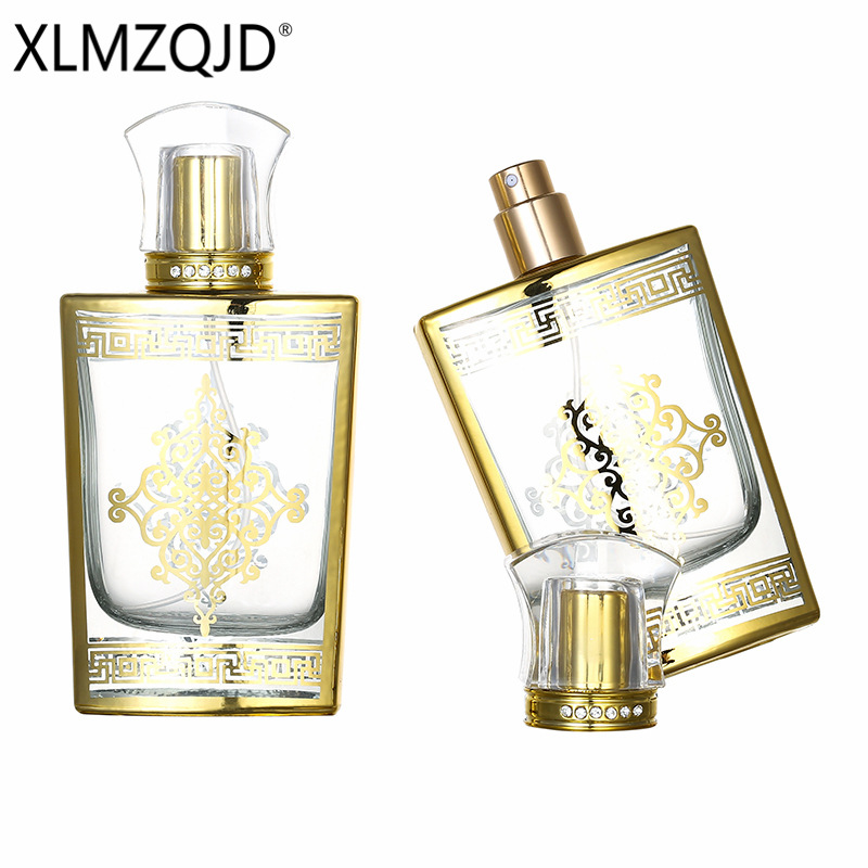 Picture of Spot supply XB811-50ml plating gold pattern glass bottle/sub bottle/spray bottle/press empty bottle