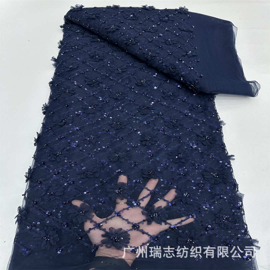 Picture of Evening Dress with Sequin Embroidery, Quilted Three-Dimensional Floral Lace Fabric, Fresh Style Long Children's Dress with Mesh Embroidery Fabric