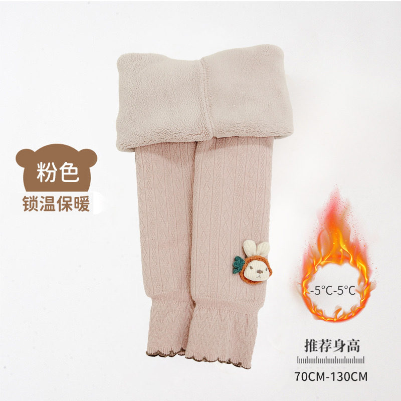 Picture of Fleece-lined girls' leggings autumn and winter high waist baby pants thickened cropped socks children's leggings outer wear warm