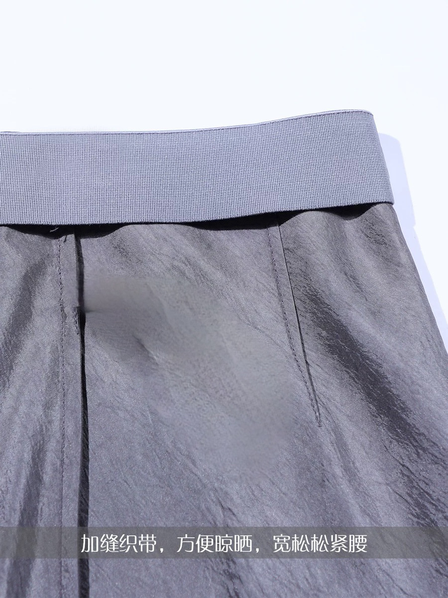 Picture of Elephant Grey Fold Texture 2025 Imported Heavy Triacetic Acid Satin Oblique Long Skirt Fishtail A