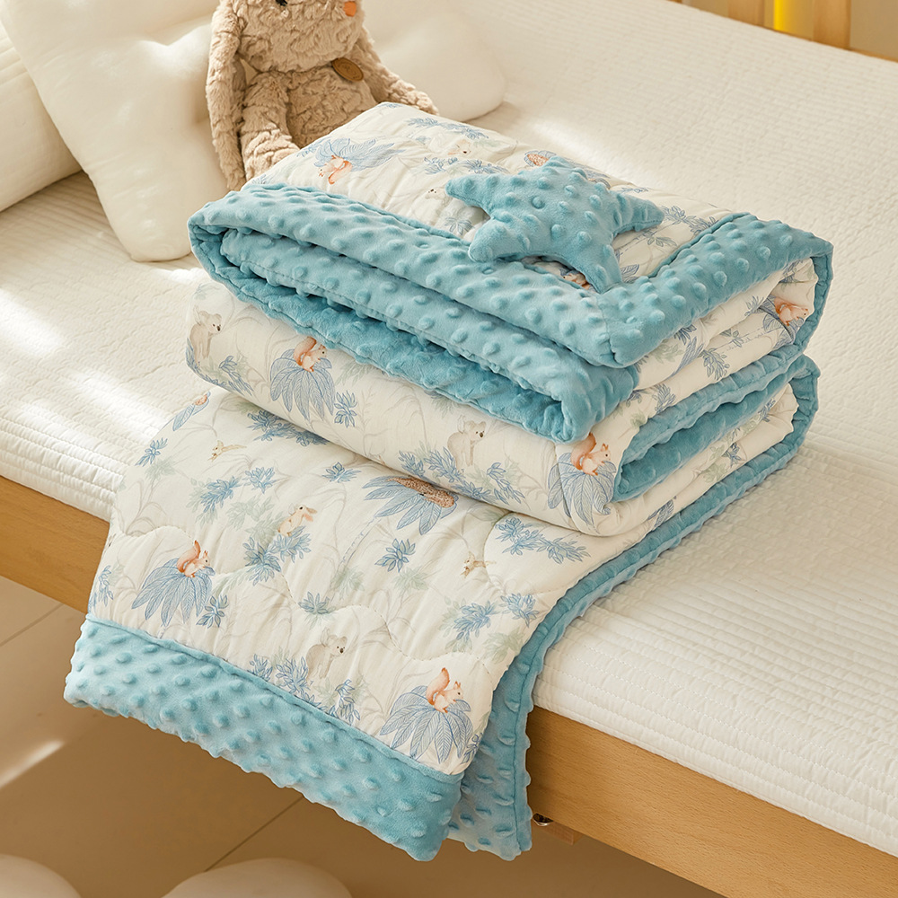 Picture of Original Class A autumn and winter New bamboo cotton gauze bean quilt soybean fiber printing bean velvet children's Four Seasons quilt