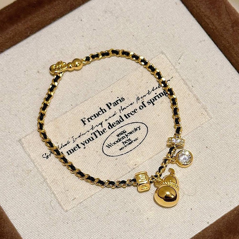 Little Red Book New Six-character Proverbs Fulu Gourd Hand Rope This Life Year Light Luxury Niche Fashion Trend DIY Bracelet