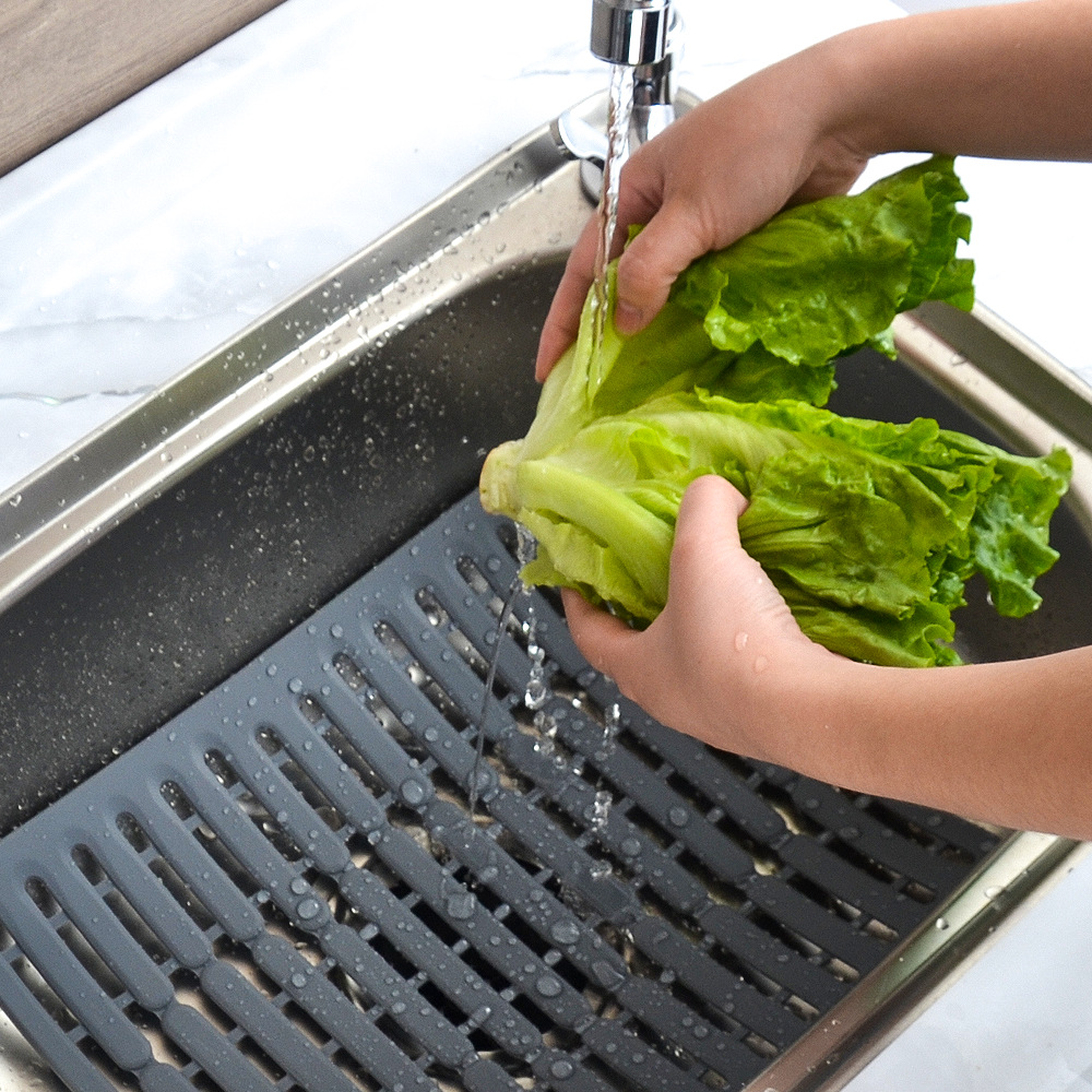 Picture of Silicone Hollow Drain Mat Kitchen Sink Dishwashing Sink Non-Slip Mat Multi-Functional Insulation Mat Thickeneded Dish Mat
