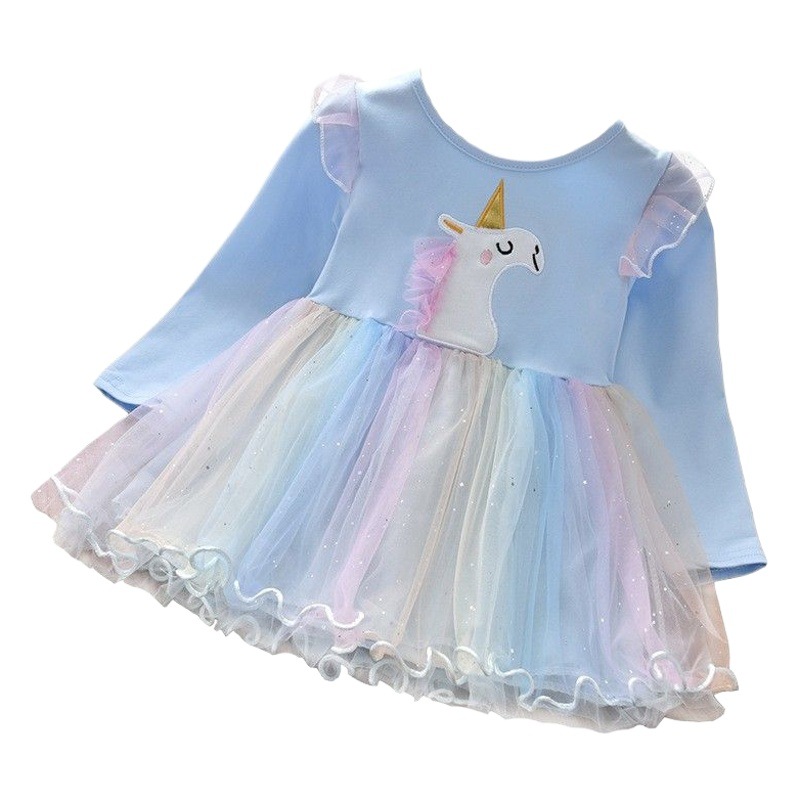Picture of Autumn 2025 New Girls' dress Long Sleeve Princess Elsa Dress Unicorn Cloth Embroidered Western Style Girls' Dress