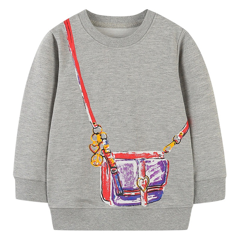 Picture of European and American style children's clothing top autumn new girls long sleeve sweater cartoon round neck children's base shirt