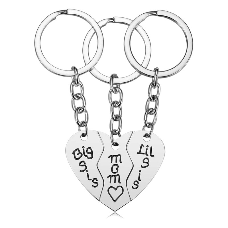 Big sis mom Lil sis daughter birthday gift stainless steel Mother's Day puzzle family keychain