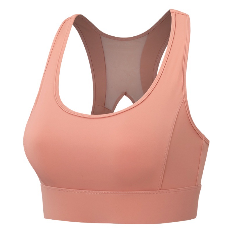 2023 Spring Sports Underwear Mesh Ice Silk Stitching Shockproof Yoga Running Fitness Sports Bra Women