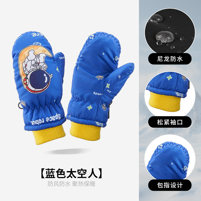 Picture of Cross-Border Outdoor Professional Sports Warm Gloves for Boys and Girls Aged 3-9 Years Old Fleece-Lined and Thickeneded Windproof Kidsren's Ski Gloves