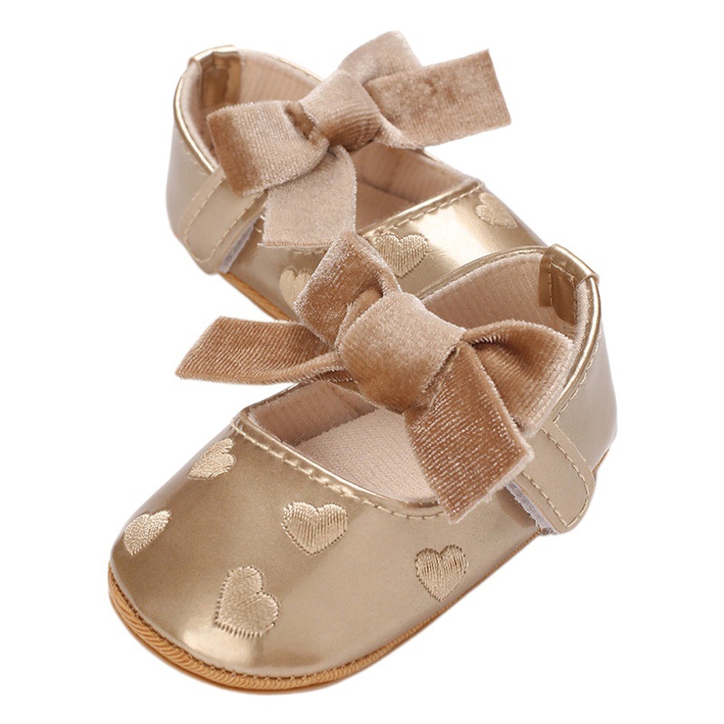Toddler shoes 0-1 years old baby girl Spring and Autumn New bow princess shoes rubber sole toddler shoes baby shoes