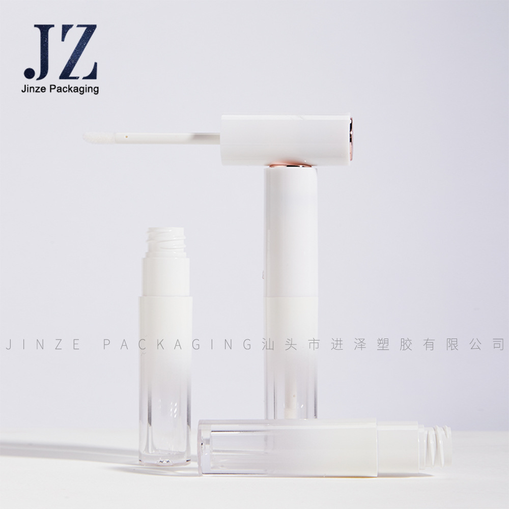 Jin Ze order top piece spray rose gold gradient white lip glaze tube round tube 4ml makeup bag material