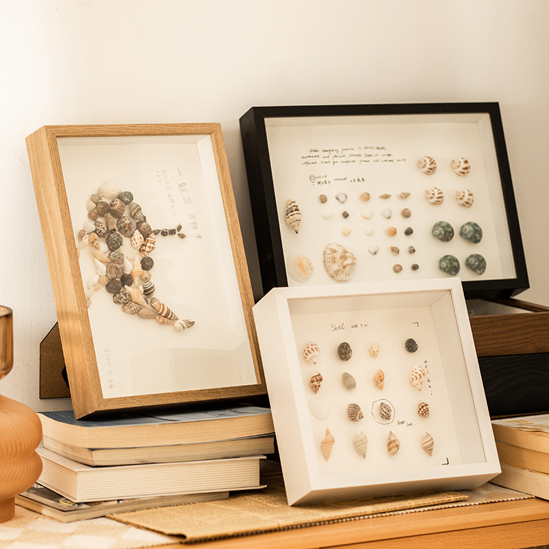 Three-dimensional hollow specimen frame diy handmade photo frame table 8 inch acrylic picture frame shell dried flower display picture frame