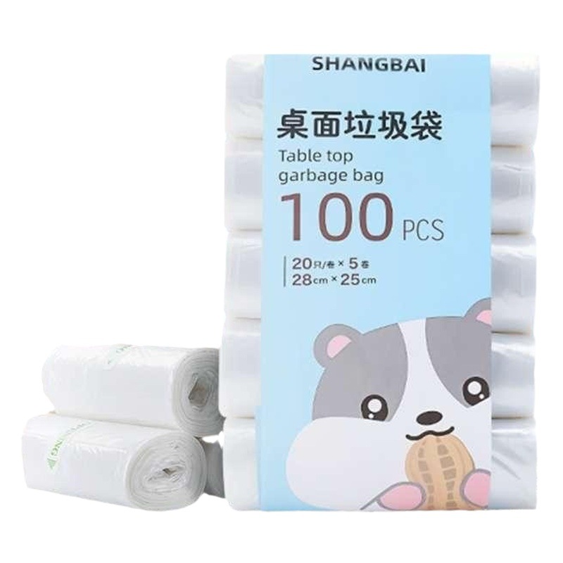 Small size desktop garbage bag thickened household flat mini car garbage bag disposable plastic bag 100 pcs