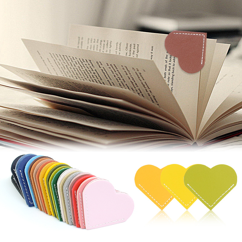 Cross-border Creative PU Leather Love Book Folder Mini Business Student Library Portable Gift Heart-shaped Bookmark