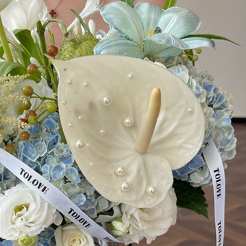 Ins Pearl Stickers Flower Bouquet Decorative Accessories Half-Faced Flats Bottom Single Non-Connected Face Eye Makeup Eyebrow Heart Pearls