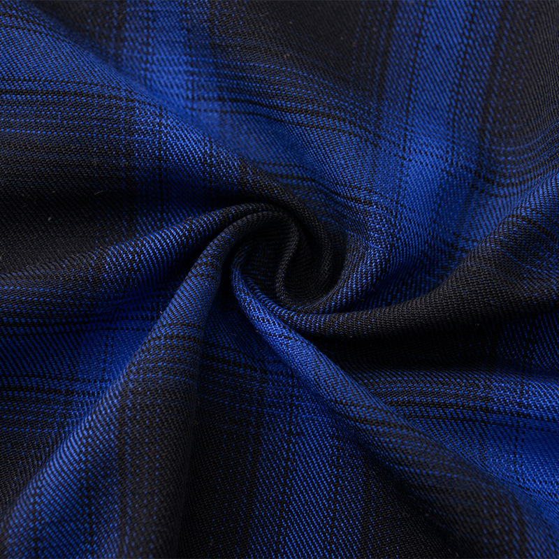 in stock Polyester Cotton Yarn-dyed Plaid Fabric Thickened Shirt Jacket Pants Plaid Fabric Men's Shirt Plaid Fabric