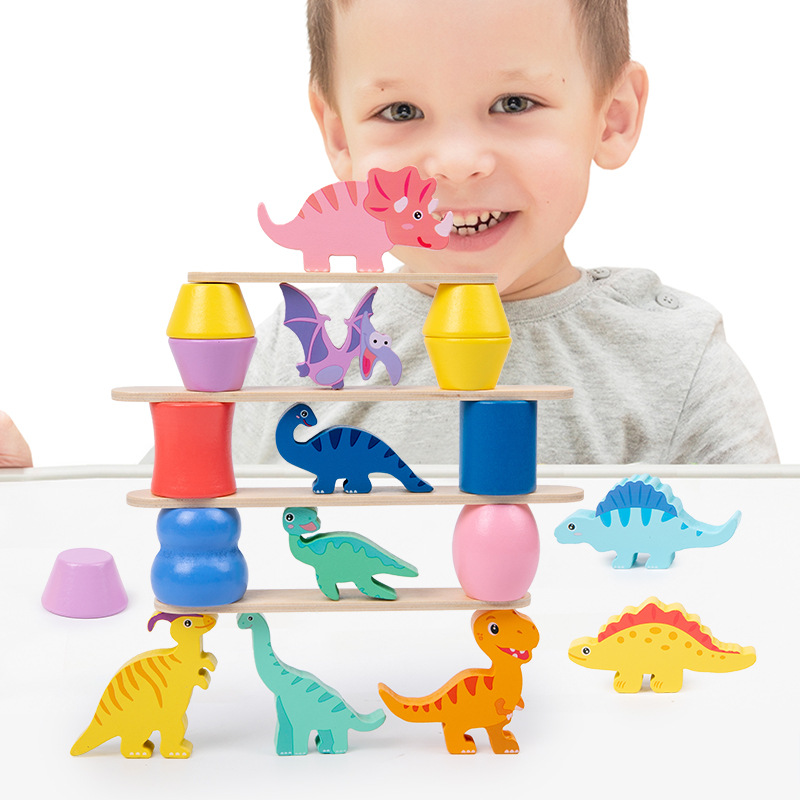 Picture of Stacked high building blocks little doll Hercules balance Jenga balance Jenga high 1234 toy puzzle