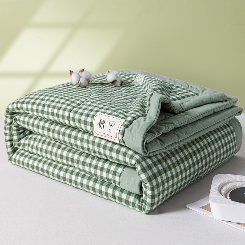 Picture of Class A Maternal and Infant Grade Xinjiang Cotton Summer Quilt Non-printed Wind-washed Cotton Summer Cool Quilt Plaid Air-conditioning Quilt Summer Thin Quilt
