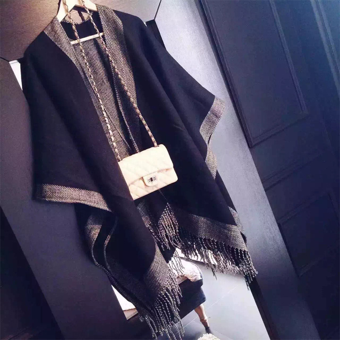 2019 autumn and winter tassel cashmere scarf women's long spring and autumn thick super large shawl dual-use warm cloak