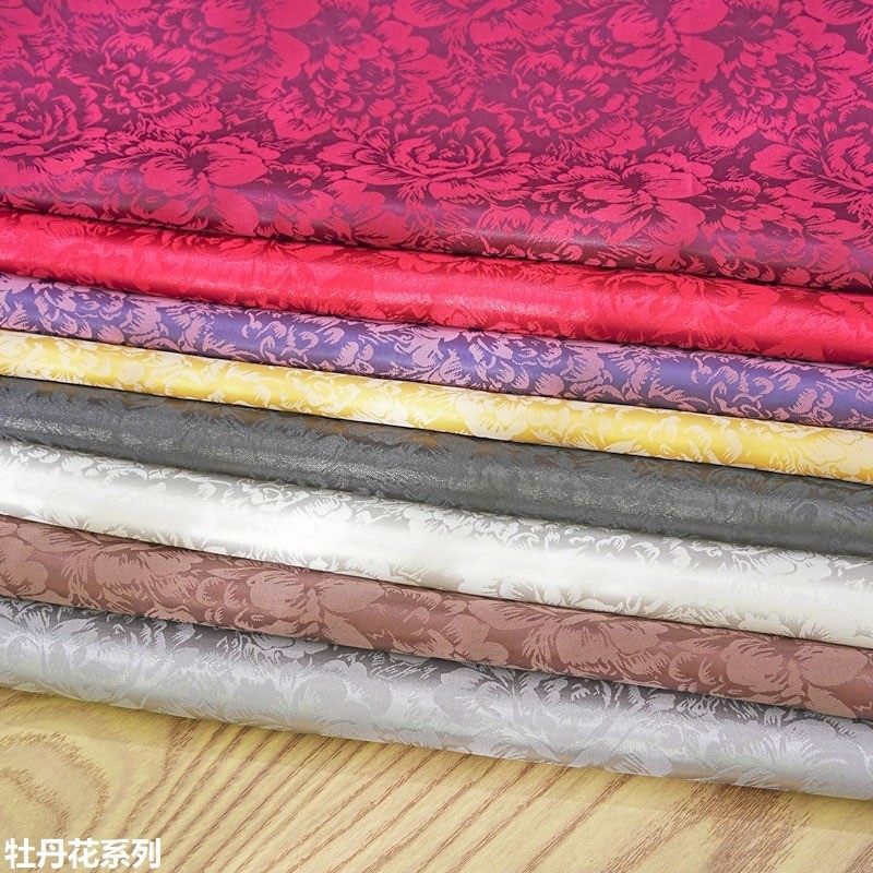 Glossy Peony Satin Soft Jacquard Fabric for Cheongsam, Children's Clothing, Dresses, and Pajamas Jacquard Fabric