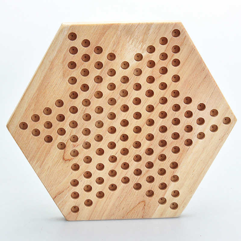 Picture of Hexagonal children's checkers boys and girls primary school students parent-child chess games wooden checkers board games educational toys