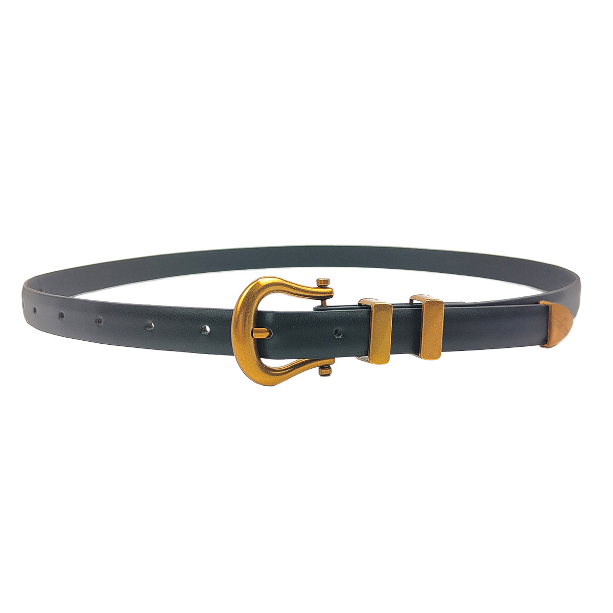 New French retro women's metal buckle pu leather belt waist with suit casual pants belt wholesale in stock