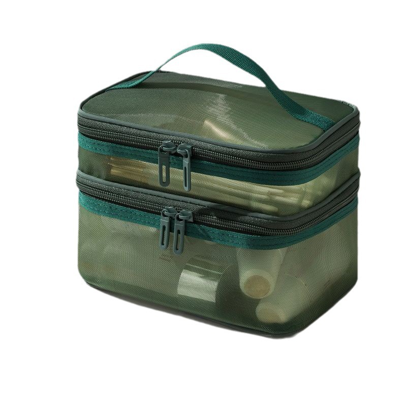 Picture of Large Capacity Toiletry Bag Portable High-value Cosmetic Bag Multi-purpose Travel Double-layer Toiletry Bag Storage Bag Mesh Bag