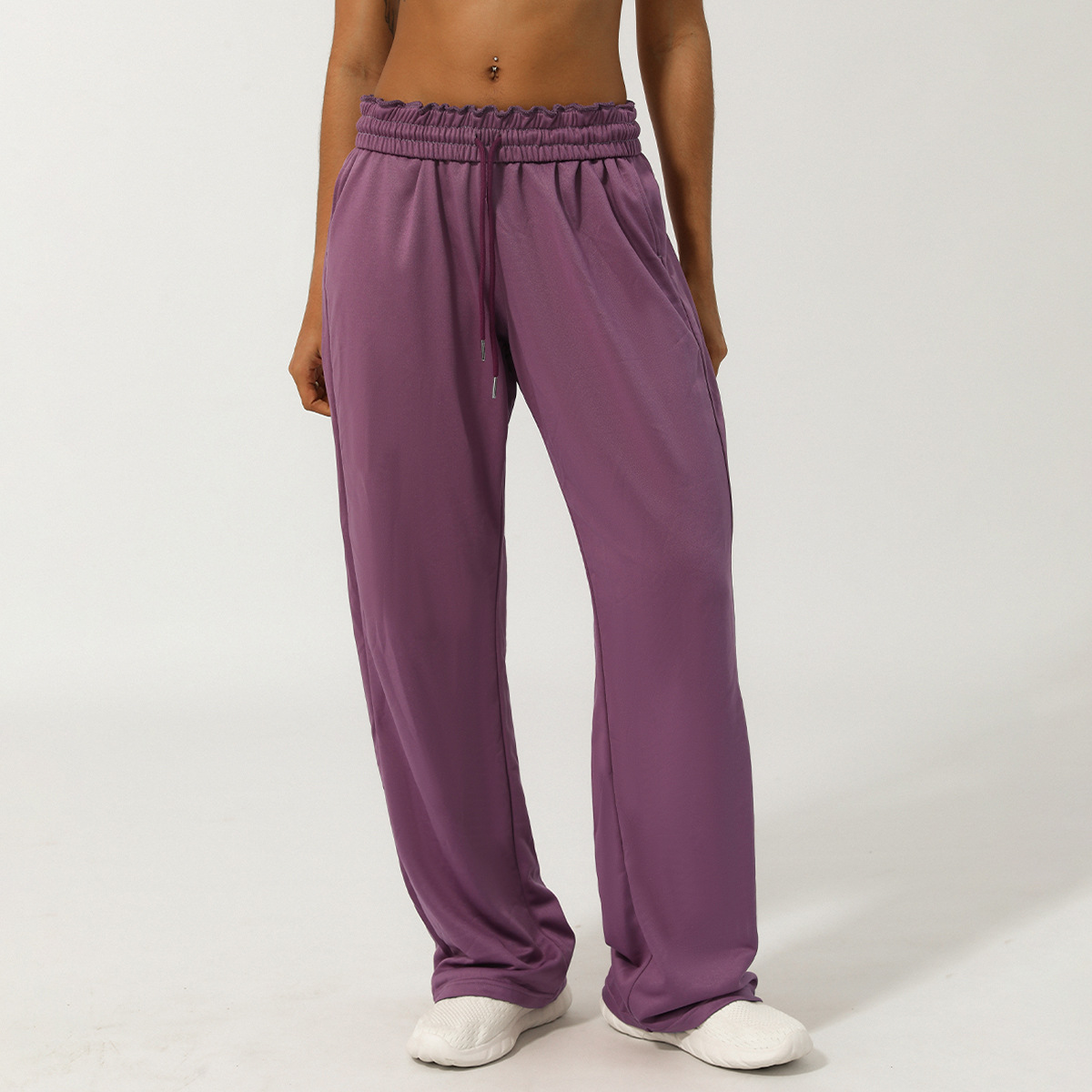 Picture of Spring and summer European and American sports leisure pants waist yoga clothing loose fitness pants women's outdoor straight wide leg pants